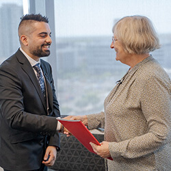 Alabdly was surprised with the scholarship during a video interview about his journey to medical school Alabdly was surprised with the scholarship during a video interview about his journey to medical school